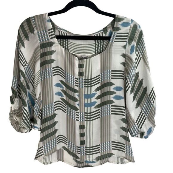Tucker Geometric Silk Blouse Size S - Picture 1 of 7